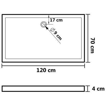 Duschtasse ABS Rechteckig Schwarz 70x120 cm