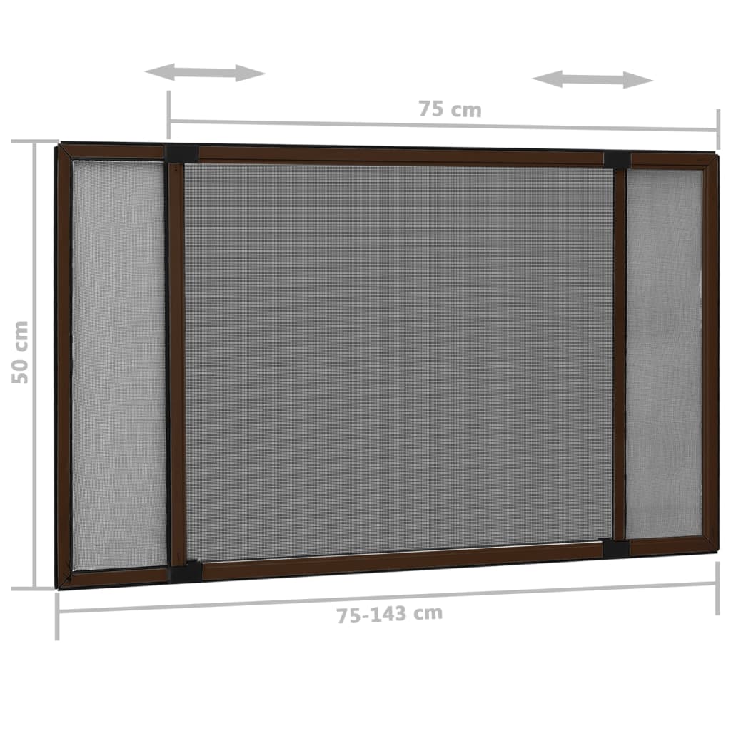 Ausziehbarer Insektenschutz für Fenster Braun (75-143)x50 cm