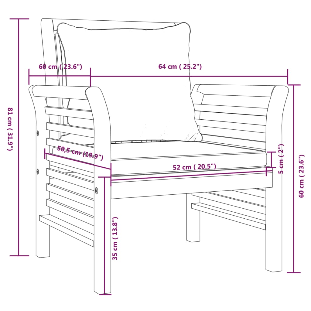 5-tlg. Garten-Lounge-Set mit Kissen Massivholz Akazie