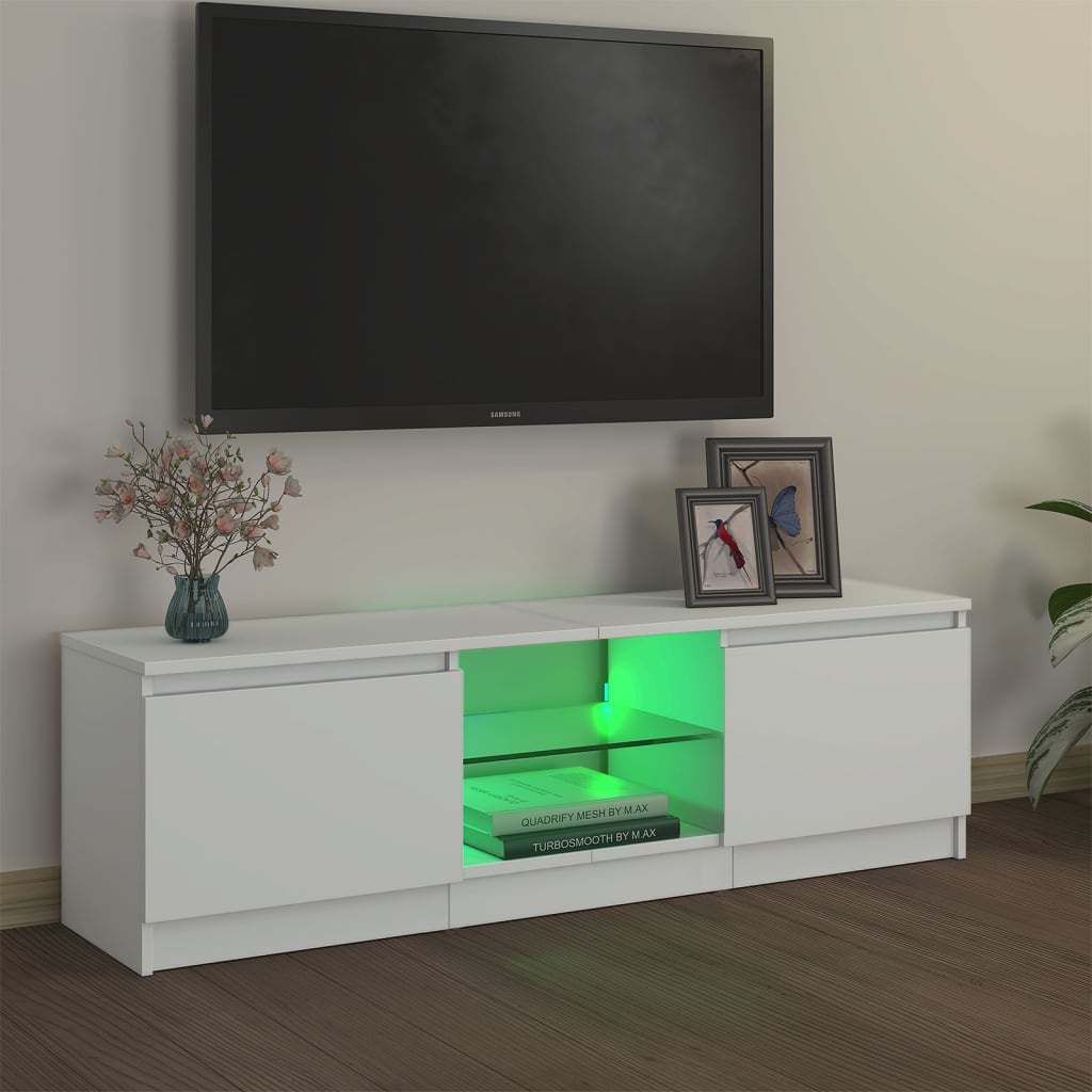 TV-Schrank mit LED-Leuchten Weiß 120x30x35,5 cm