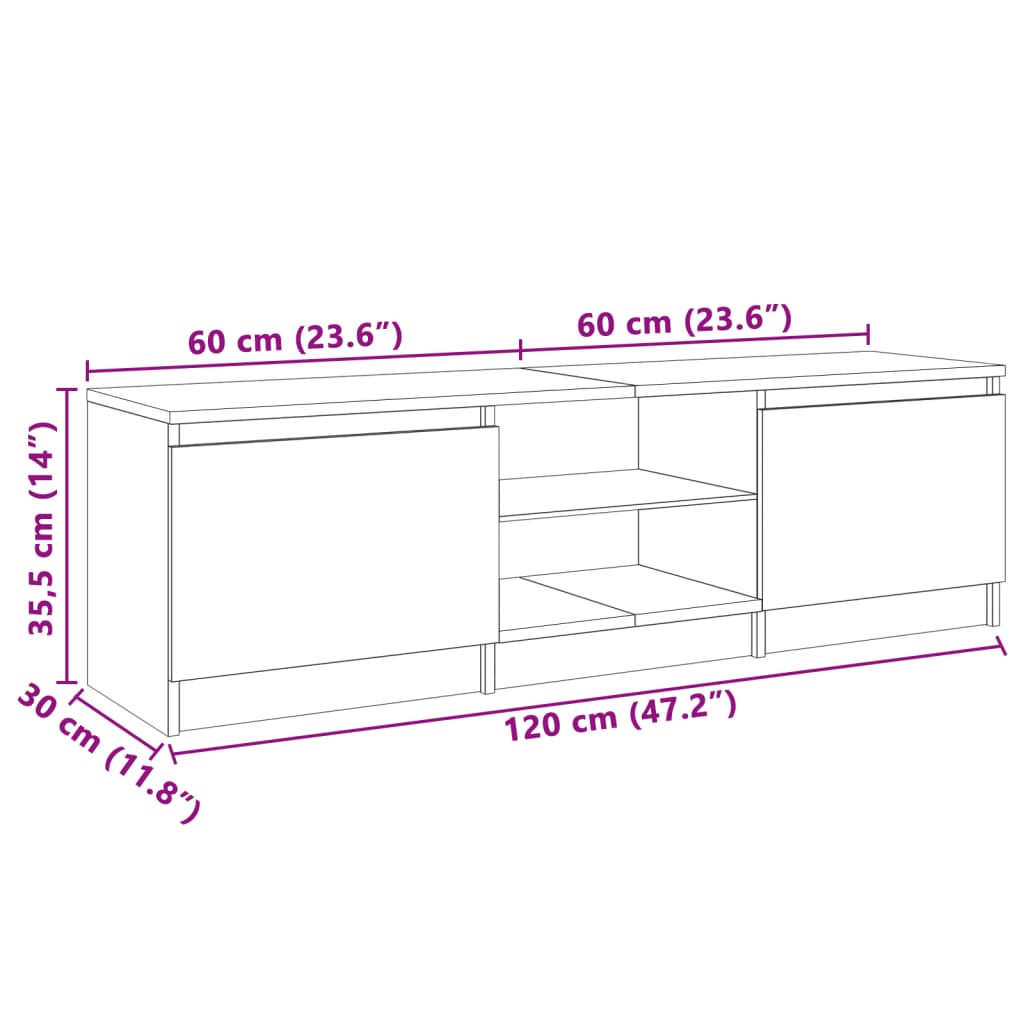 TV-Schrank mit LED-Leuchten Weiß 120x30x35,5 cm