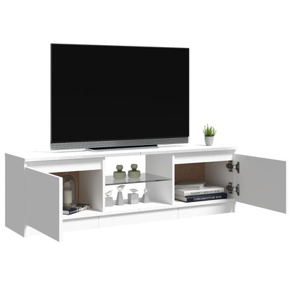 TV-Schrank mit LED-Leuchten Hochglanz-Weiß 120x30x35,5 cm