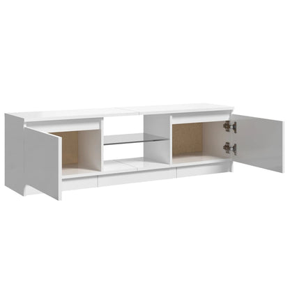 TV-Schrank mit LED-Leuchten Hochglanz-Weiß 120x30x35,5 cm