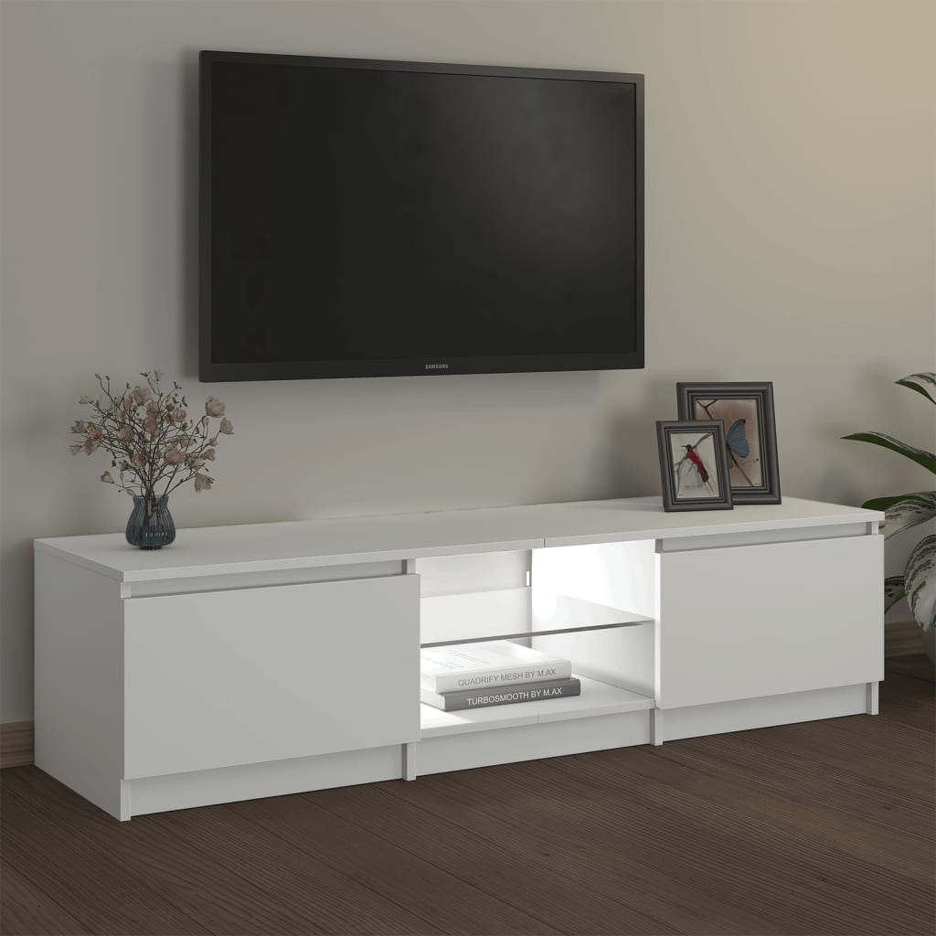 TV-Schrank mit LED-Leuchten Weiß 140x40x35,5 cm