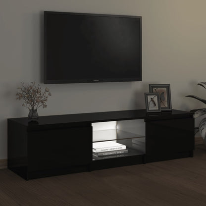 TV-Schrank mit LED-Leuchten Schwarz 140x40x35,5 cm