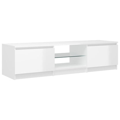 TV-Schrank mit LED-Leuchten Hochglanz-Weiß 140x40x35,5 cm