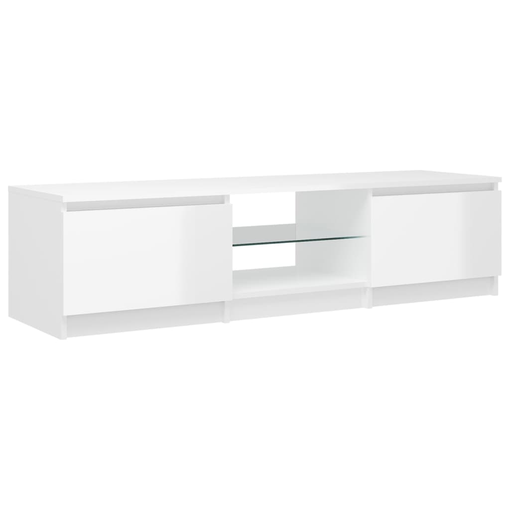 TV-Schrank mit LED-Leuchten Hochglanz-Weiß 140x40x35,5 cm