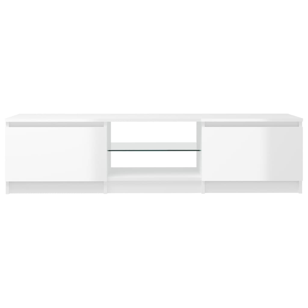 TV-Schrank mit LED-Leuchten Hochglanz-Weiß 140x40x35,5 cm