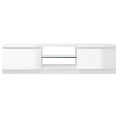 TV-Schrank mit LED-Leuchten Hochglanz-Weiß 140x40x35,5 cm