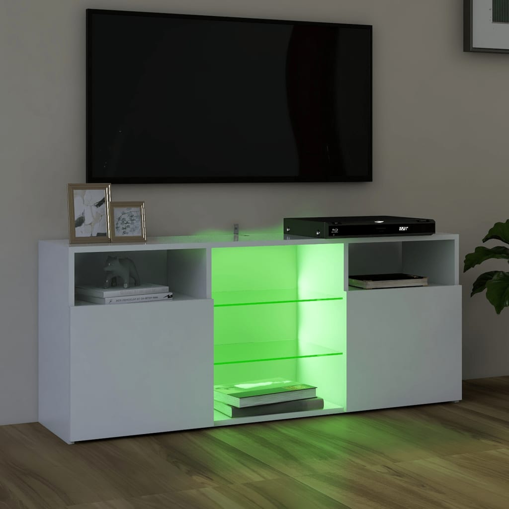 TV-Schrank mit LED-Leuchten Weiß 120x30x50 cm