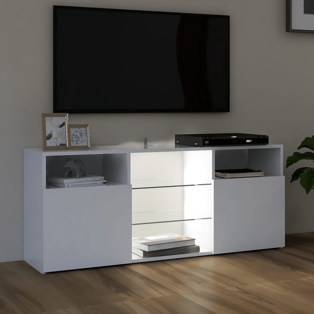 TV-Schrank mit LED-Leuchten Weiß 120x30x50 cm