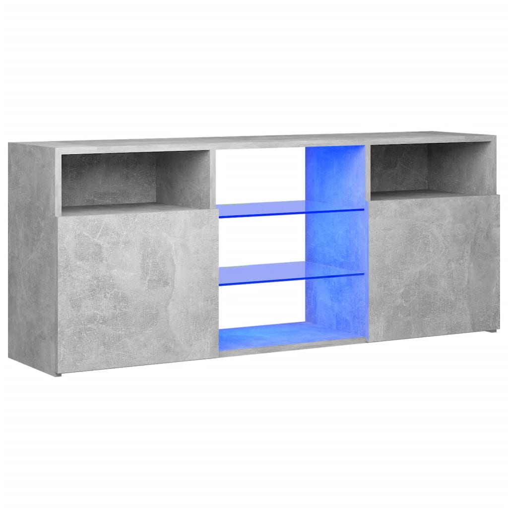 TV-Schrank mit LED-Leuchten Betongrau 120x30x50 cm