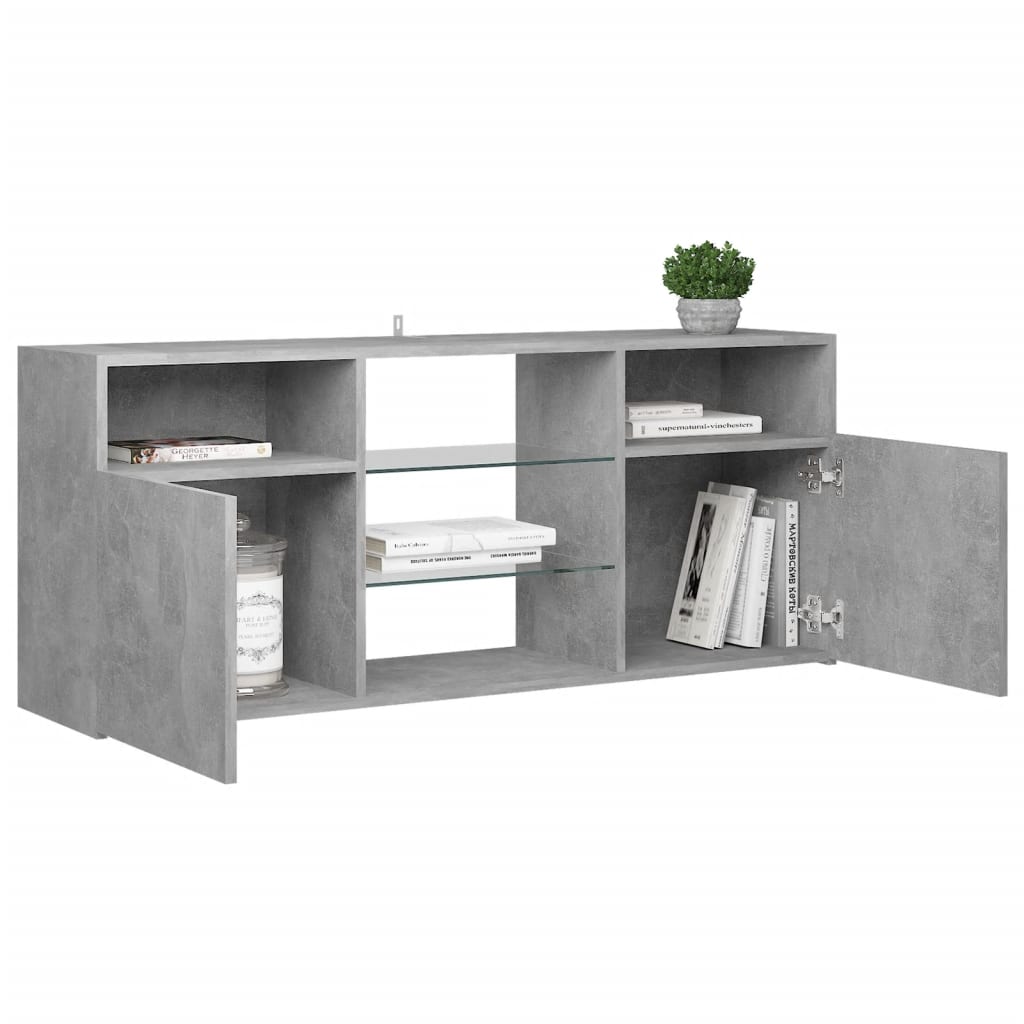 TV-Schrank mit LED-Leuchten Betongrau 120x30x50 cm