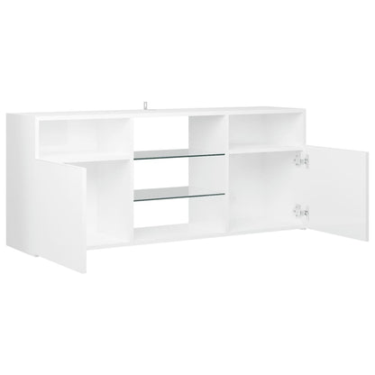 TV-Schrank mit LED-Leuchten Hochglanz-Weiß 120x30x50 cm