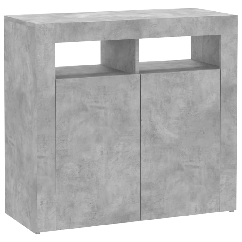 Sideboard mit LED-Leuchten Betongrau 80x35x75 cm