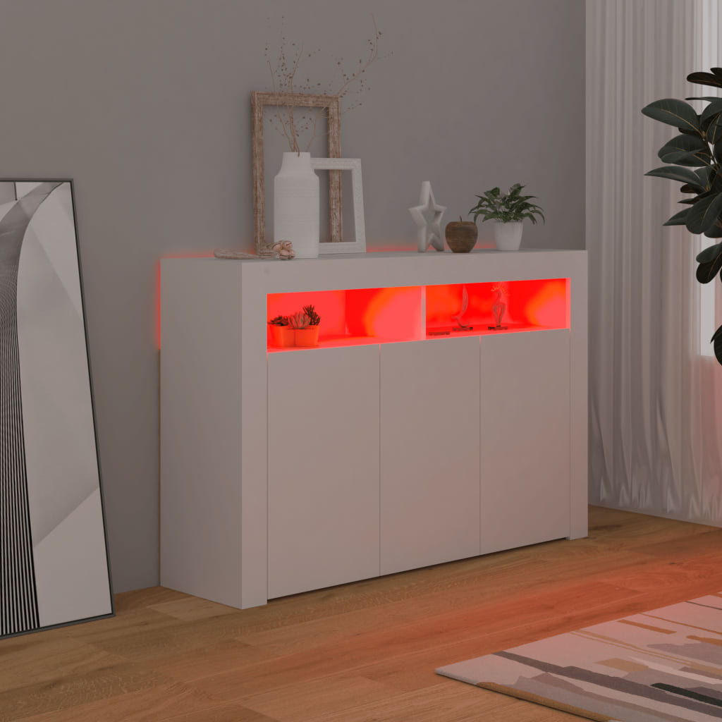 Sideboard mit LED-Leuchten Weiß 115,5x30x75 cm