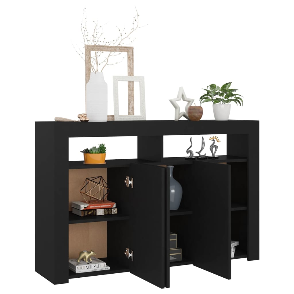 Sideboard mit LED-Leuchten Schwarz 115,5x30x75 cm