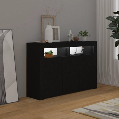 Sideboard mit LED-Leuchten Schwarz 115,5x30x75 cm