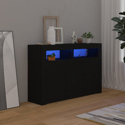 Sideboard mit LED-Leuchten Schwarz 115,5x30x75 cm