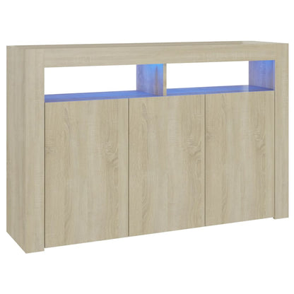 Sideboard mit LED-Leuchten Sonoma-Eiche 115,5x30x75 cm