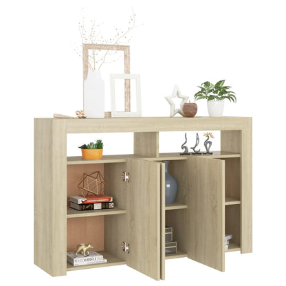 Sideboard mit LED-Leuchten Sonoma-Eiche 115,5x30x75 cm