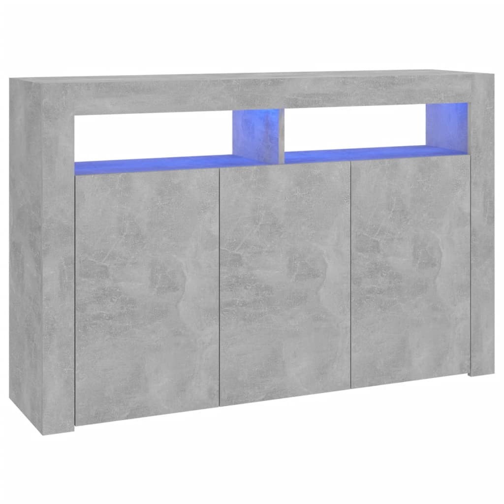 Sideboard mit LED-Leuchten Betongrau 115,5x30x75 cm