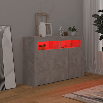 Sideboard mit LED-Leuchten Betongrau 115,5x30x75 cm