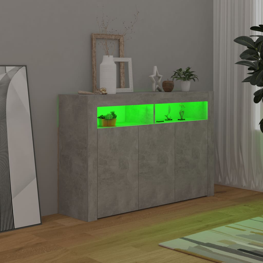 Sideboard mit LED-Leuchten Betongrau 115,5x30x75 cm