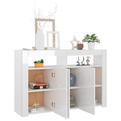 Sideboard mit LED-Leuchten Hochglanz-Weiß 115,5x30x75 cm