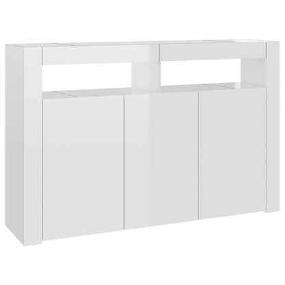 Sideboard mit LED-Leuchten Hochglanz-Weiß 115,5x30x75 cm