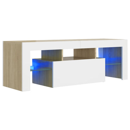 TV-Schrank mit LED-Leuchten Weiß Sonoma-Eiche 120x35x40 cm