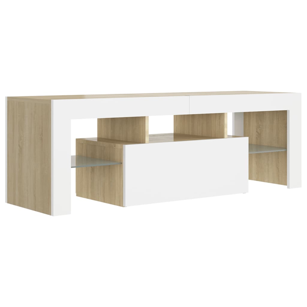 TV-Schrank mit LED-Leuchten Weiß Sonoma-Eiche 120x35x40 cm