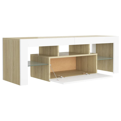 TV-Schrank mit LED-Leuchten Weiß Sonoma-Eiche 120x35x40 cm