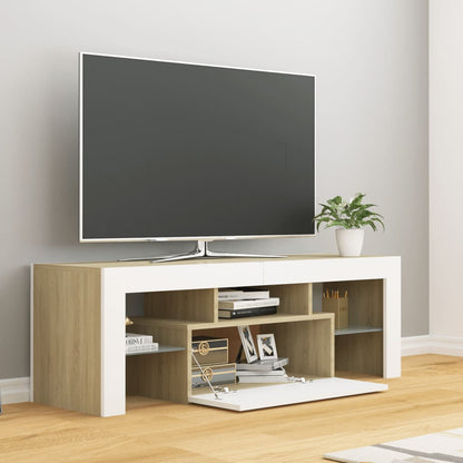 TV-Schrank mit LED-Leuchten Weiß Sonoma-Eiche 120x35x40 cm