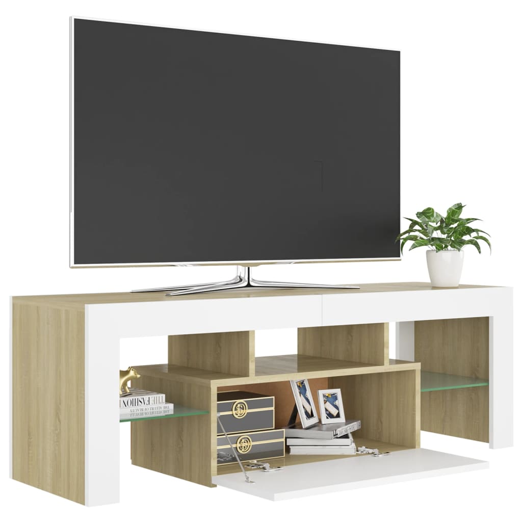 TV-Schrank mit LED-Leuchten Weiß Sonoma-Eiche 120x35x40 cm