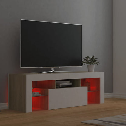 TV-Schrank mit LED-Leuchten Weiß Sonoma-Eiche 120x35x40 cm