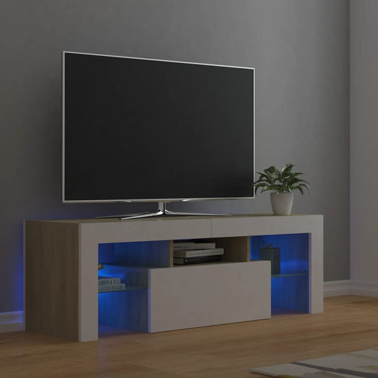 TV-Schrank mit LED-Leuchten Weiß Sonoma-Eiche 120x35x40 cm