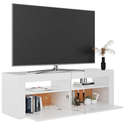 TV-Schrank mit LED-Leuchten Hochglanz-Weiß 120x35x40 cm