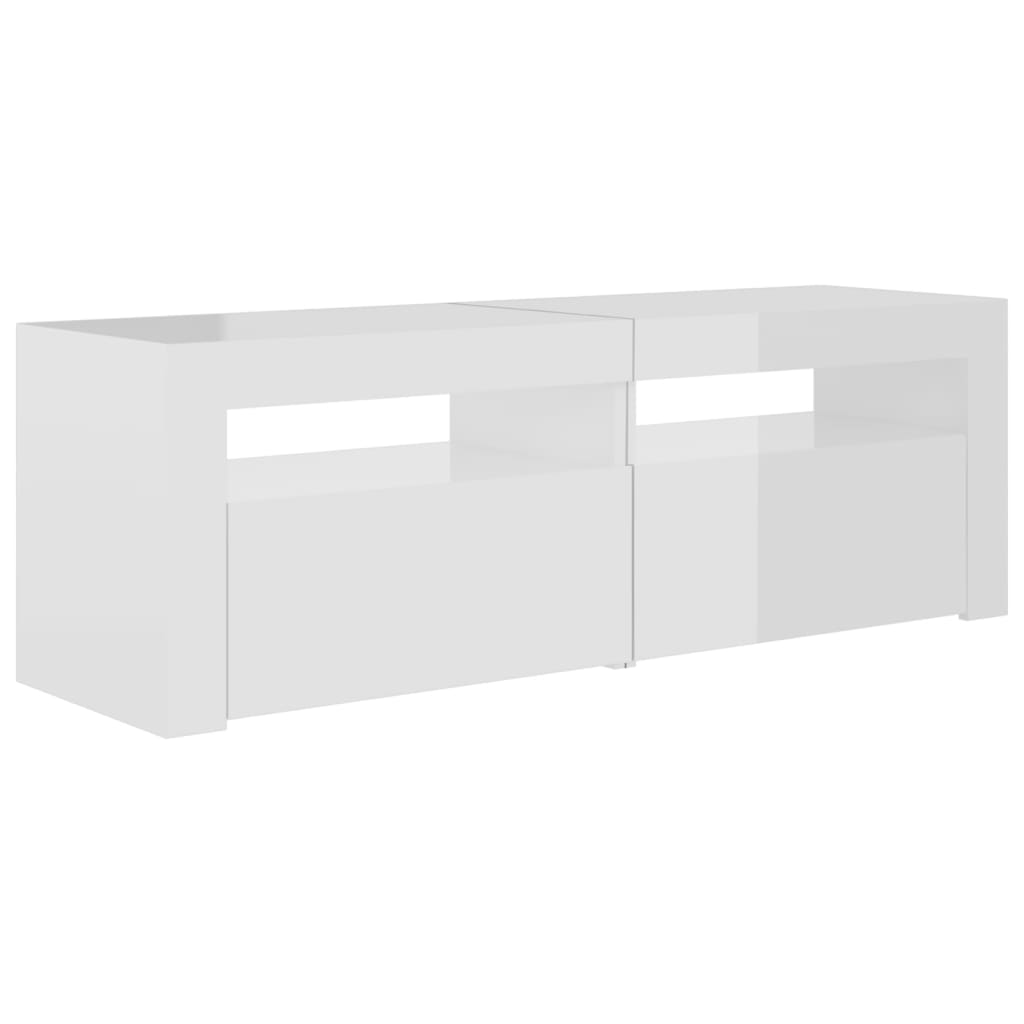 TV-Schrank mit LED-Leuchten Hochglanz-Weiß 120x35x40 cm