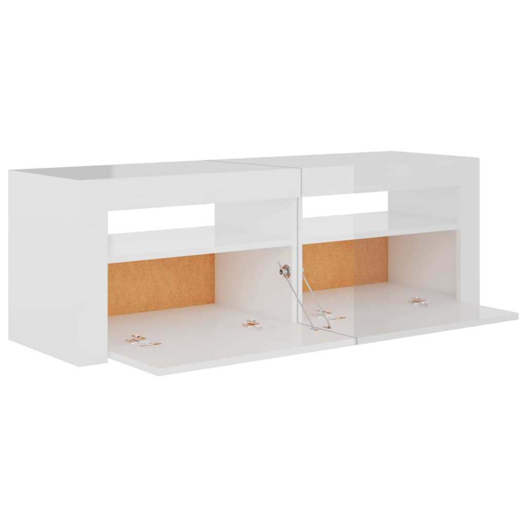 TV-Schrank mit LED-Leuchten Hochglanz-Weiß 120x35x40 cm