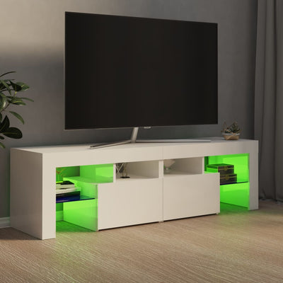 TV-Schrank mit LED-Beleuchtung Hochglanz-Weiß 140x36,5x40 cm