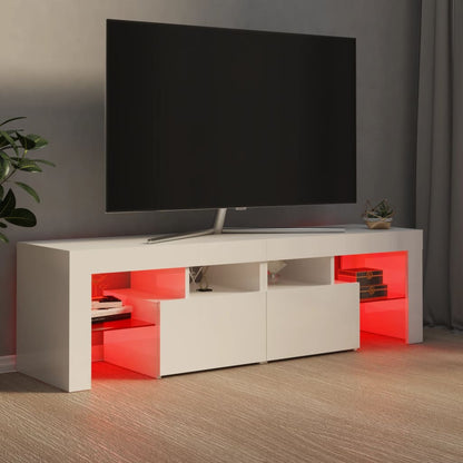 TV-Schrank mit LED-Beleuchtung Hochglanz-Weiß 140x36,5x40 cm