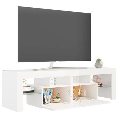 TV-Schrank mit LED-Beleuchtung Hochglanz-Weiß 140x36,5x40 cm