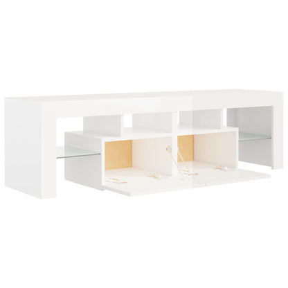 TV-Schrank mit LED-Beleuchtung Hochglanz-Weiß 140x36,5x40 cm