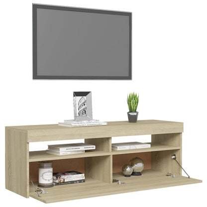 TV-Schrank mit LED-Leuchten Sonoma-Eiche 120x35x40 cm