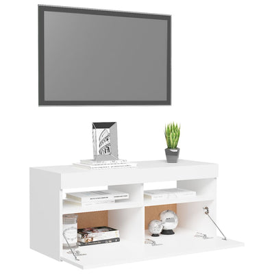 TV-Schrank mit LED-Leuchten Weiß 90x35x40 cm