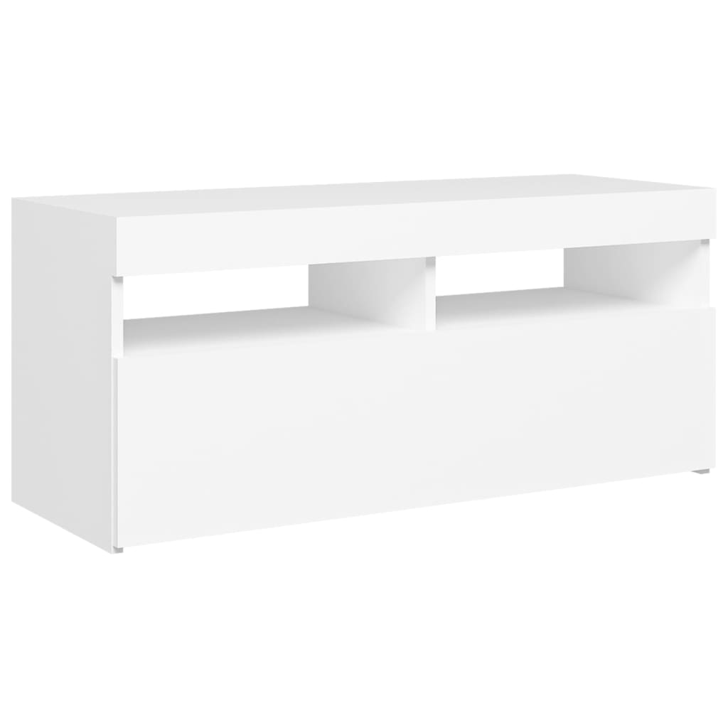 TV-Schrank mit LED-Leuchten Weiß 90x35x40 cm