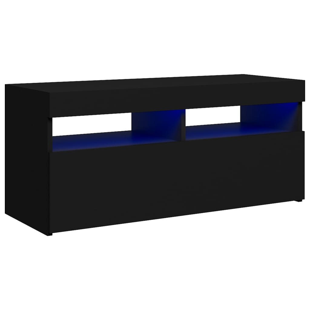 TV-Schrank mit LED-Leuchten Schwarz 90x35x40 cm