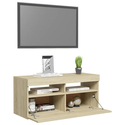 TV-Schrank mit LED-Leuchten Sonoma-Eiche 90x35x40 cm