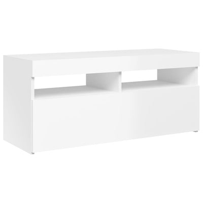 TV-Schrank mit LED-Leuchten Hochglanz-Weiß 90x35x40 cm